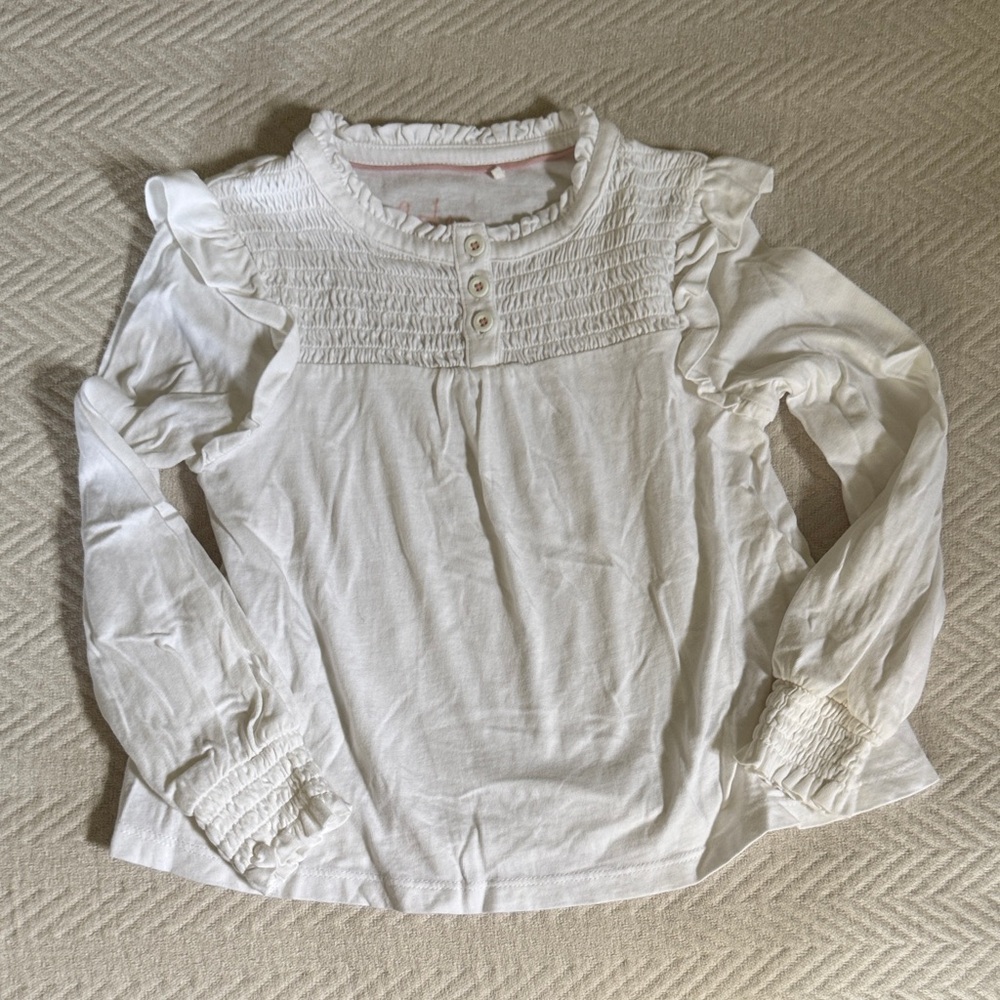 Boden White Ruffled Kids Top